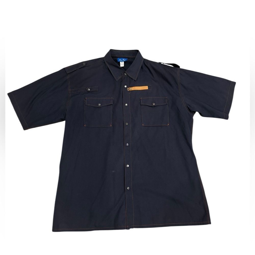 Men’s Big & Tall Navy Blue Casual Button Up Shirt by Bruno Conte- size 3XL